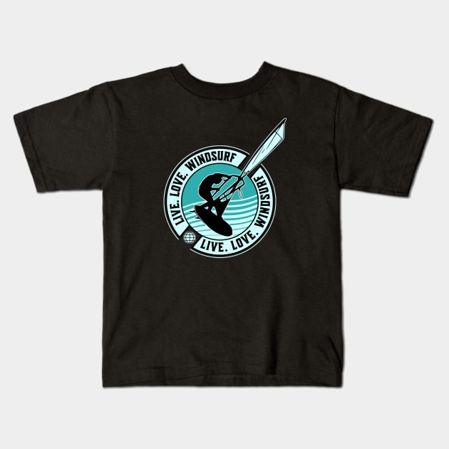 Windsurfing Kids T-Shirt by Graffik-Peeps